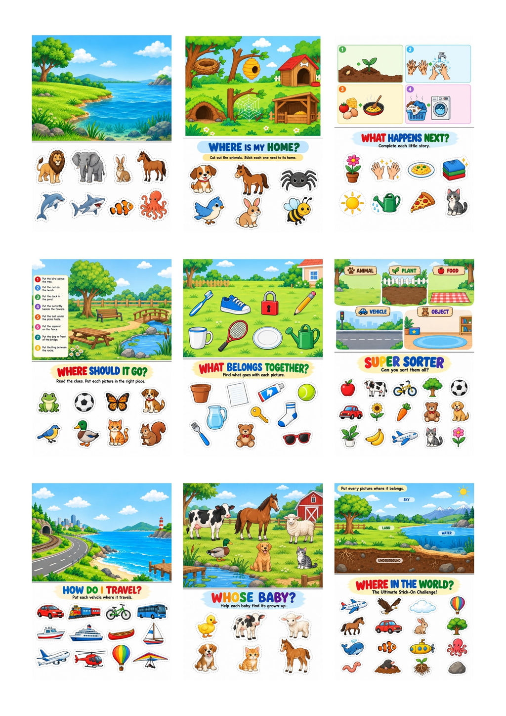Stick, Sort & Learn — 15 Reusable Stick-On Activities