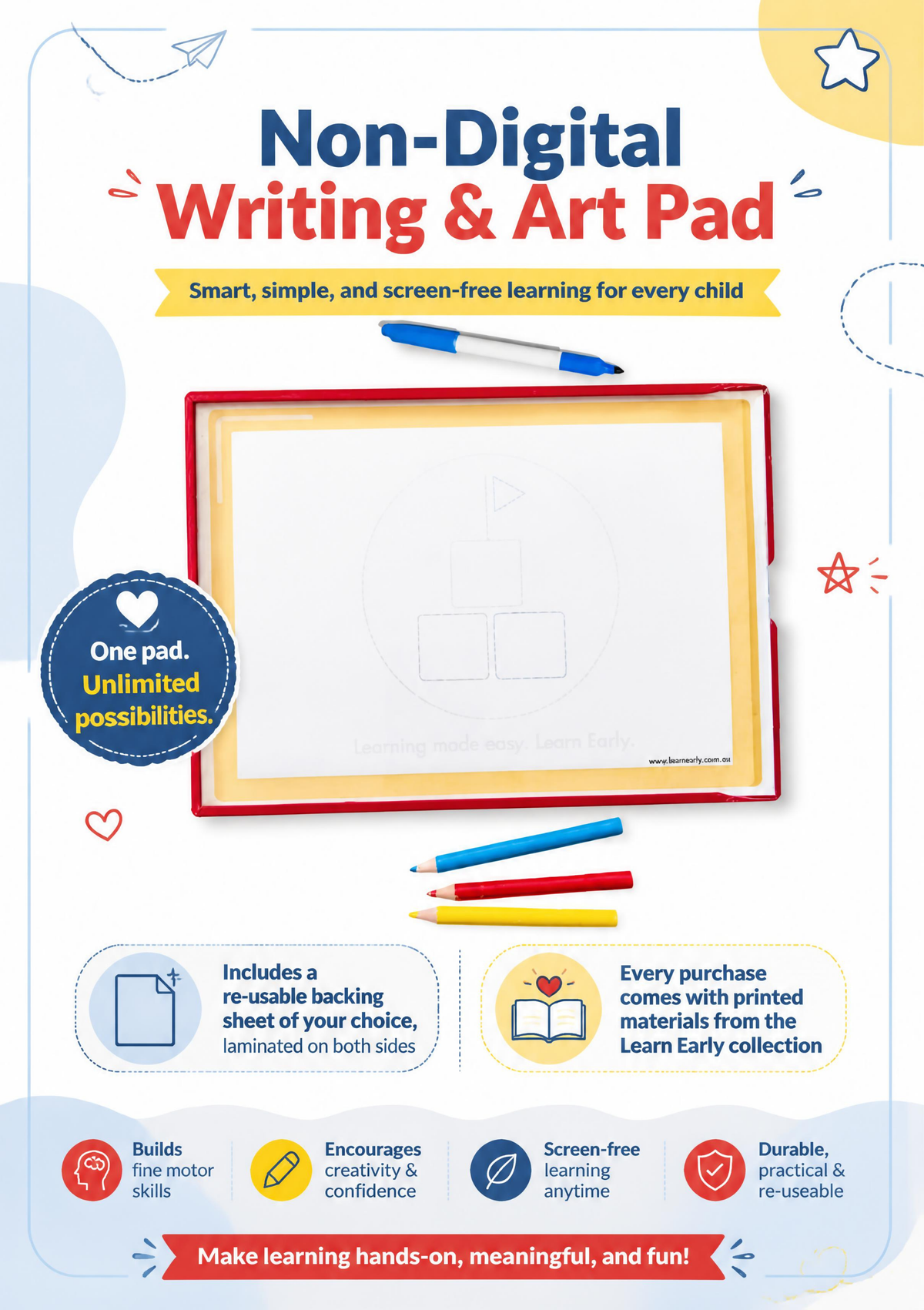 PaperTrap I: Reusable Writing and Art Pad for Toddlers (4mm)