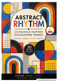 Abstract Rhythm Bauhaus-inspired geometric colouring book with 20 abstract colouring pages for older kids, teens and adults